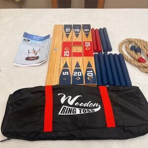 Crane Wooden Ring Toss Set Outdoor Yard Game Complete w/ Carry Bag